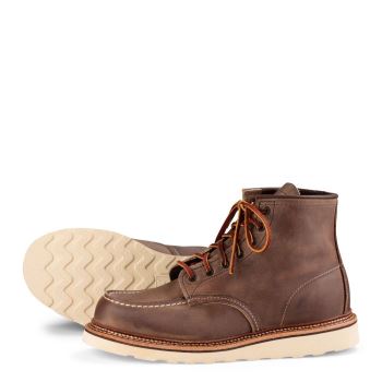 Red Wing Classic Moc 6-Inch Boot in Concrete Rough & Tough Leather Mens Heritage Boots Dark Brown - Style 8883